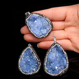 Natural Stone Quartz Crystal Pendant Druzy Charm Necklace