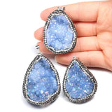 Natural Stone Quartz Crystal Pendant Druzy Charm Necklace