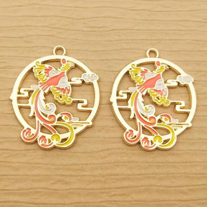 10pcs Enamel Phoenix Charm for Jewelry Making Diy Animal Bird Earring