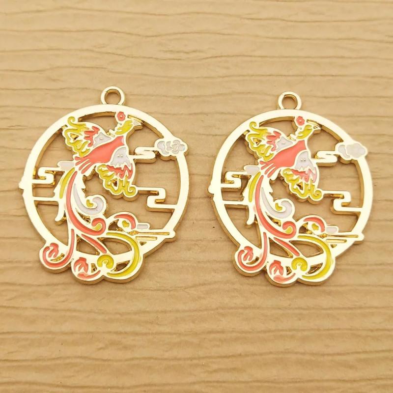 10pcs Enamel Phoenix Charm for Jewelry Making Diy Animal Bird Earring