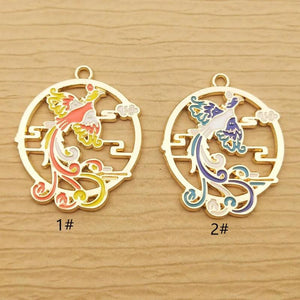 10pcs Enamel Phoenix Charm for Jewelry Making Diy Animal Bird Earring