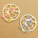 10pcs Enamel Phoenix Charm for Jewelry Making Diy Animal Bird Earring