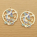 10pcs Enamel Phoenix Charm for Jewelry Making Diy Animal Bird Earring