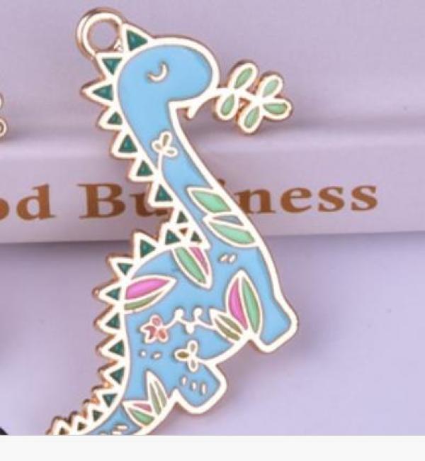 10pcs Dinosaur Enamel Charms for DIY Jewelry Making