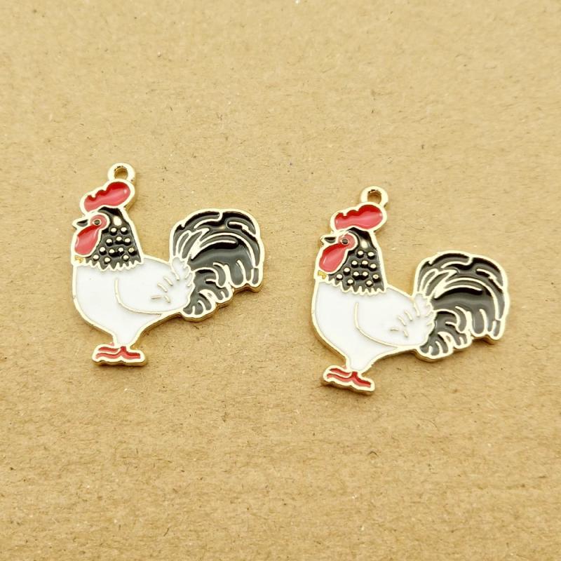 10pcs Cock and Duck Enamel Charm for Jewelry Making