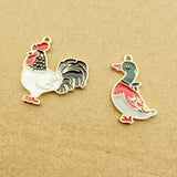 10pcs Cock and Duck Enamel Charm for Jewelry Making