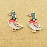 10pcs Cock and Duck Enamel Charm for Jewelry Making