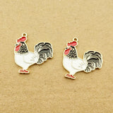10pcs Cock and Duck Enamel Charm for Jewelry Making