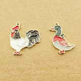 10pcs Cock and Duck Enamel Charm for Jewelry Making