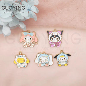 10pcs Alloy Drip Oil Charm Cartoon Earring DIY Keychain Bracelet