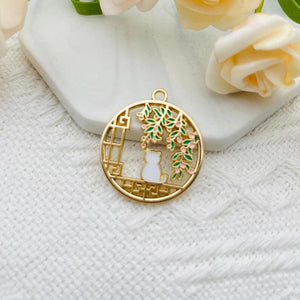 10pcs Alloy Drip Oil Charm Cat Animal Earrings Pendant DIY Jewel