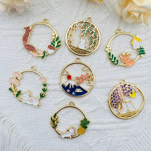 10pcs Alloy Drip Oil Charm Cat Animal Earrings Pendant DIY Jewel