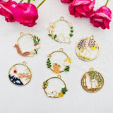 10pcs Alloy Drip Oil Charm Cat Animal Earrings Pendant DIY Jewel