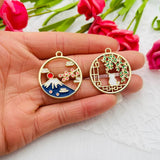 10pcs Alloy Drip Oil Charm Cat Animal Earrings Pendant DIY Jewel