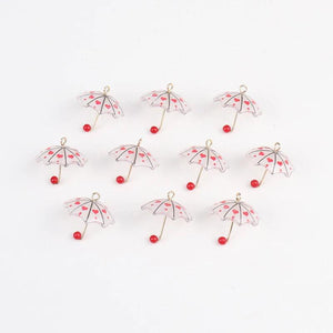10pcs Heart Flower Print Umbrella Charms Pendant DIY Jewelry Making Supplies
