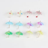 10pcs Heart Flower Print Umbrella Charms Pendant DIY Jewelry Making Supplies