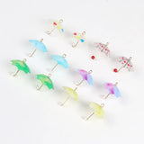 10pcs Heart Flower Print Umbrella Charms Pendant DIY Jewelry Making Supplies