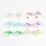 10pcs Heart Flower Print Umbrella Charms Pendant DIY Jewelry Making Supplies