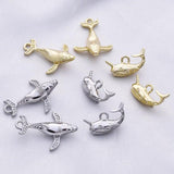 10PCS 28x19mm Metal Whale Dolphin Pendant Charms DIY Jewelry Accessories