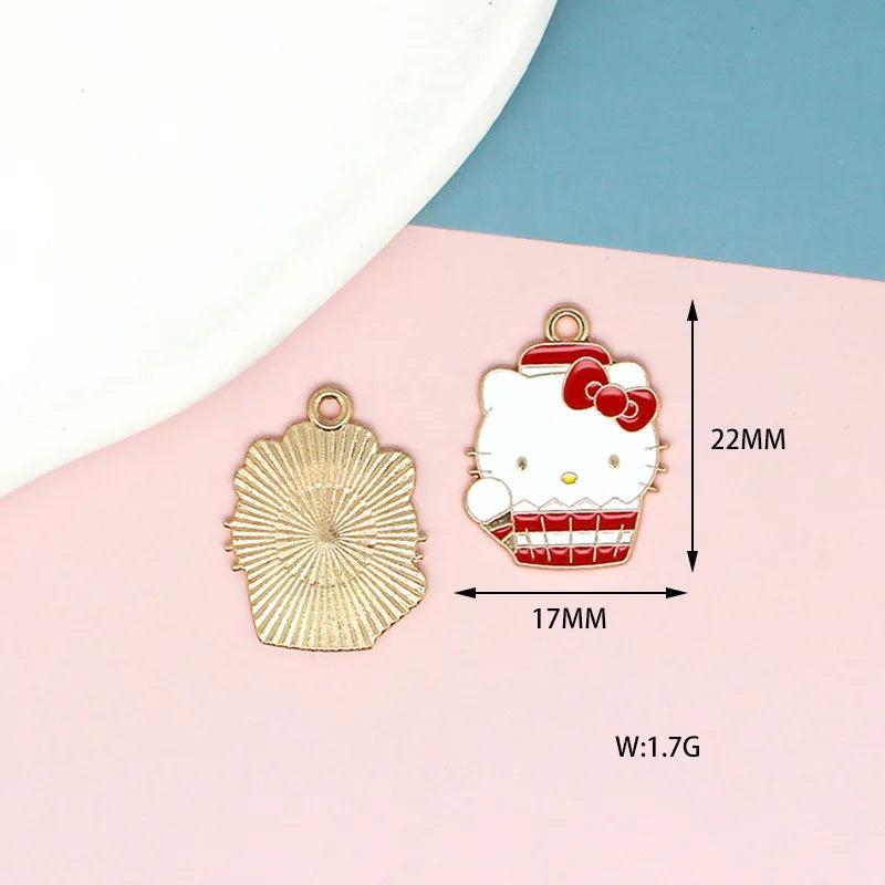 10pcs Cartoon Cat Earring Pendant Alloy Charm Enamel Charms