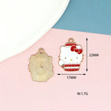 10pcs Cartoon Cat Earring Pendant Alloy Charm Enamel Charms