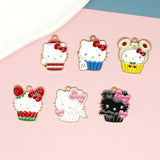 10pcs Cartoon Cat Earring Pendant Alloy Charm Enamel Charms