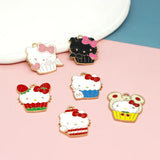 10pcs Cartoon Cat Earring Pendant Alloy Charm Enamel Charms