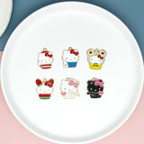 10pcs Cartoon Cat Earring Pendant Alloy Charm Enamel Charms