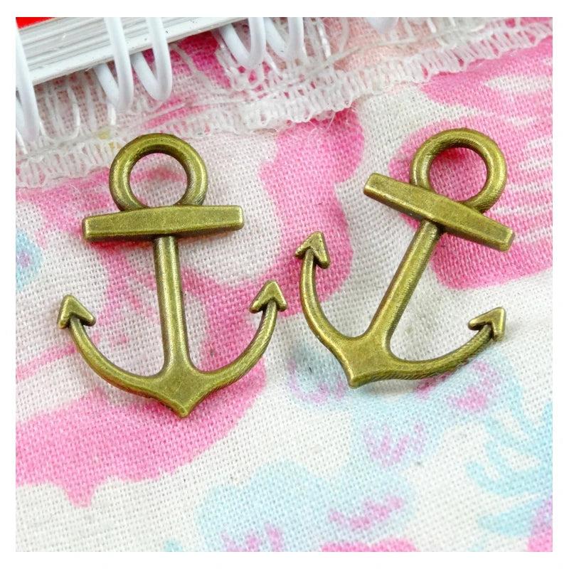 100pcs Anchor Charms DIY Jewelry Making Pendant Antique Silver Plated