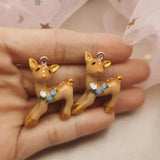 10pcs 3D Elk Deer Resin Charms Pendants for DIY Jewelry Earring Keychain