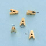 5Pcs 3*8mm Small Hole Letters Bead Stainless Steel Mirror Polish Alphabet Charms