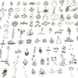 100pcs Tibetan Silver Mixed Animal Leaf Key Crown Charms Alloy Metal Pendants