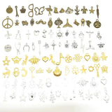 100pcs Tibetan Silver Mixed Animal Leaf Key Crown Charms Alloy Metal Pendants