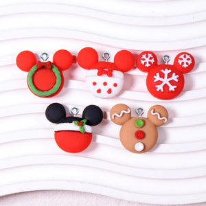 10Pcs Mouse Head Christmas Charms for DIY Jewelry Making