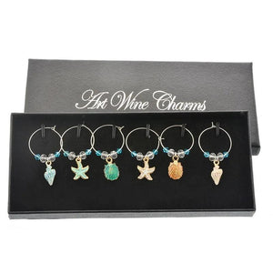 Boho Shell Ring Wine Charms Glass Marks Tags for Christmas Tree Table Decor