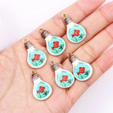20Pcs Enamel Drip Oil Animal Flower Bulb Shape Pendant