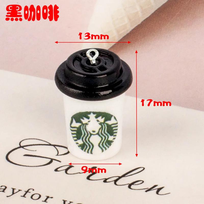 10Pcs Coffee Charm Resin 3D Pendant DIY Jewelry Making Accessories