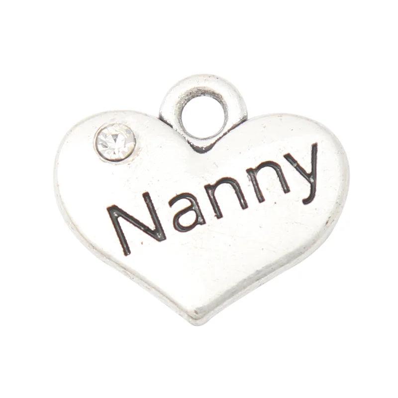 Mixed Heart Mum Nanny Charms 15*17mm 10pcs