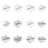 Mixed Heart Mum Nanny Charms 15*17mm 10pcs