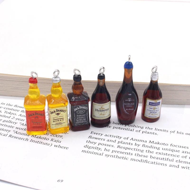 10pcs Mini Wine Bottle Resin Charms 3D Pendant For Earring DIY Jewelry