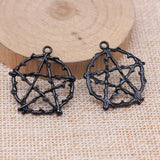 10pcs Antique Silver Pentagram Charms for Jewelry Making