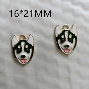 10pcs Cartoon Husky Enamel Charm for Jewelry Making Earring