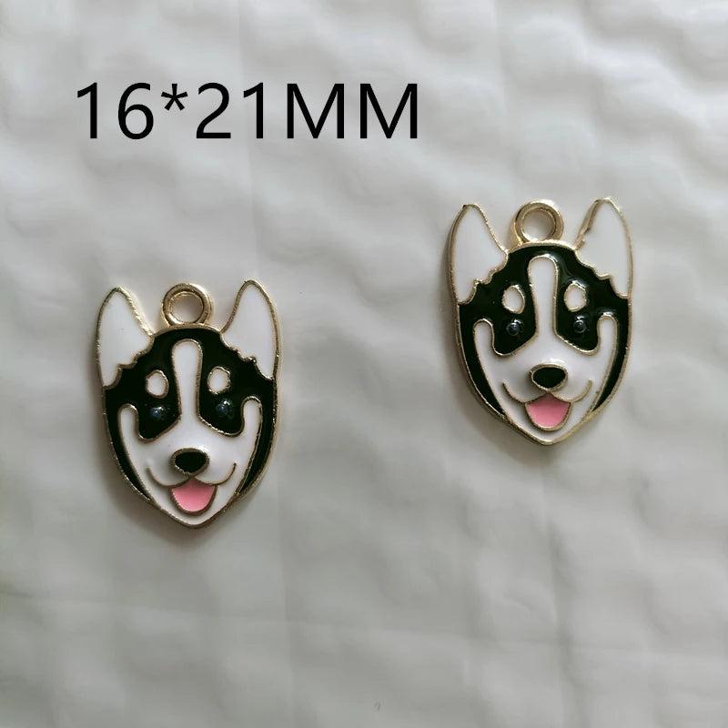 10pcs Cartoon Husky Enamel Charm for Jewelry Making Earring