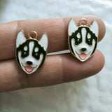 10pcs Cartoon Husky Enamel Charm for Jewelry Making Earring