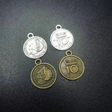 50PCS Antique Bronze Coin Charms Pendant for Jewelry Making