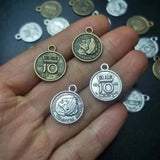 50PCS Antique Bronze Coin Charms Pendant for Jewelry Making