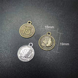 50PCS Antique Bronze Coin Charms Pendant for Jewelry Making