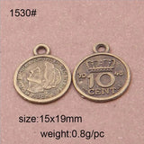 50PCS Antique Bronze Coin Charms Pendant for Jewelry Making