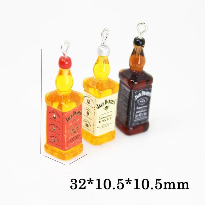 10Pcs Resin Alcohol Charm 3D Bottle Pendant DIY Jewelry Making Accessory