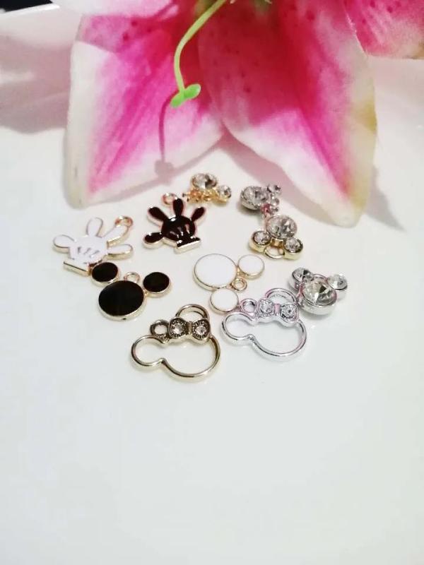 20PCS Mixed Bear Head Rhinestone Pendants Charms Craft DIY Jewelry Findings